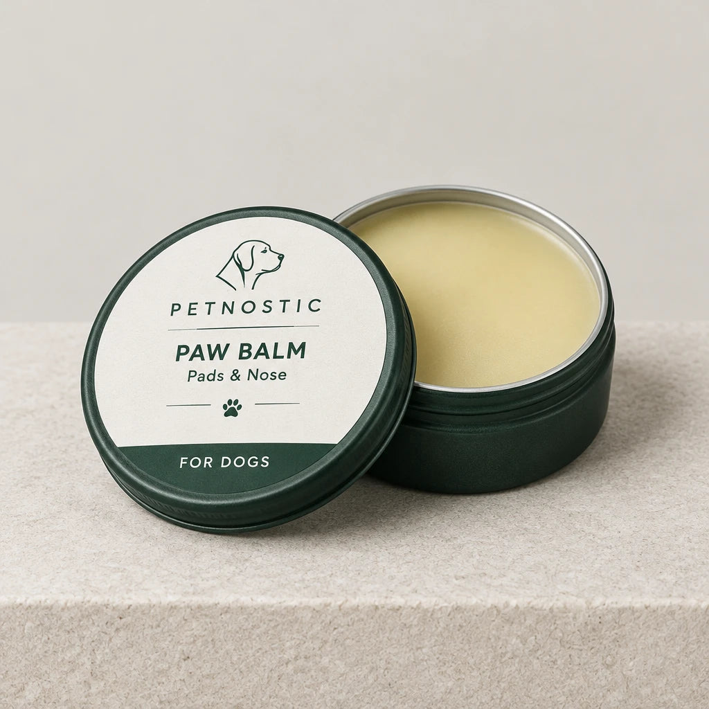 Open tin of Petnostic paw balm